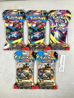 (LOT OF 5) Pokemon TCG Mega Evolution Sleeved Booster Pack NEW SEALED! In Hand - Image 1