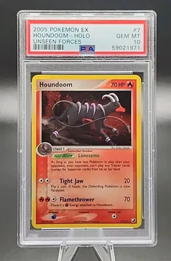 PSA 10 Gem Mint Pokemon Houndoom 2005 EX Unseen Forces Holo Rare #7 - Image 1