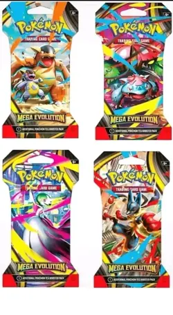 Mega Evolution Sleeved Booster Pack Art Set - Four Sealed Pokemon Blister Packs - Image 1