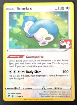 POKEMON ~ SNORLAX ~ 131/185 ~ SERIES ONE PRIZE PACK PROMO ~ NON-FOIL RARE ~ NM - Image 1