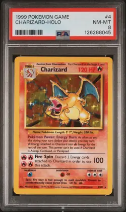 PSA 8 Charizard Base Set Holo Rare Pokemon Card #4 NM-MT NEW CERT - Image 1