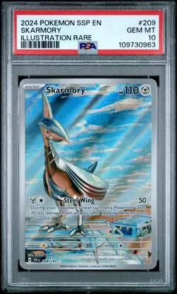 PSA 10 Skarmory 209/191 IR Surging Sparks SSP Pokemon Card GEM MINT - Image 1