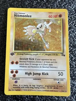 1999 Pokemon Fossil Set 1st Edition 7/62 Hitmonlee Holo Card READ - Image 1