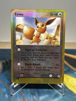 Eevee 63/100 EX Sandstorm Reverse Holo Foil Pokemon Card Creased - Image 1