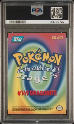 1999 TOPPS Pokemon Movie Edition DRAGONITE Rainbow Foil E12 Rainbow Foil PSA 8 - Image 2