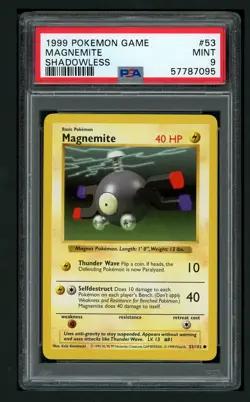 Pokemon PSA 9 Mint 1999 Magnemite Shadowless Base set 53/102 - Image 1