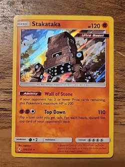 Stakataka 106/214 Holo Rare NM SM 2019 Unbroken Bonds Pokemon - Image 1