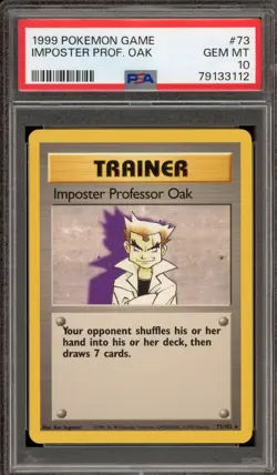 Pokemon Imposter Professor Oak Base Set Unlimited Rare #73 PSA 10 Gem Mint - Image 1
