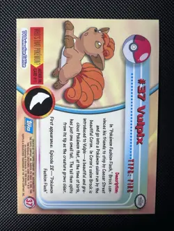 Vulpix Topps Pokemon Series 1 Rainbow Foil Blue logo 1st print #37 - Image 2