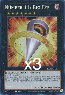 3x Yugioh Number 11: Big Eye RA04-EN062 Super Rare 1st Edition NM - Image 1