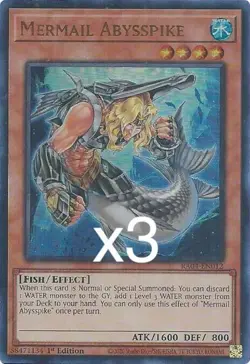 3x Yugioh Mermail Abysspike RA04-EN012 Secret Rare 1st Edition NM - Image 1