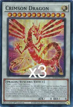 3X Yugioh Crimson Dragon RA04-EN061 Ultra Rare 1st Edition NM - Image 1