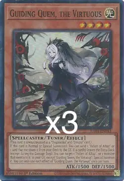3x Yugioh Guiding Quem, the Virtuous RA04-EN043 Secret Rare 1st Edition NM - Image 1