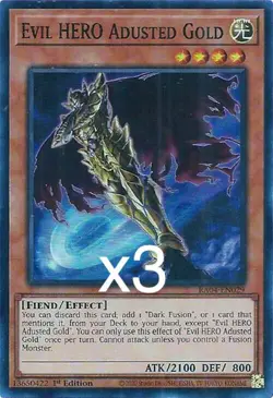 3X Yugioh Evil Hero Adusted Gold RA04-EN029 Ultra Rare 1st Edition NM - Image 1