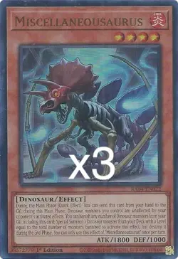 3x Yugioh Miscellaneousaurus RA04-EN022 Super Rare 1st Edition NM - Image 1