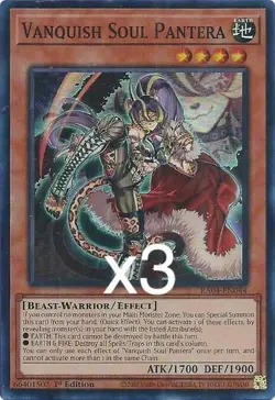 3x Yugioh Vanquish Soul Pantera RA04-EN044 Secret Rare 1st Edition NM - Image 1
