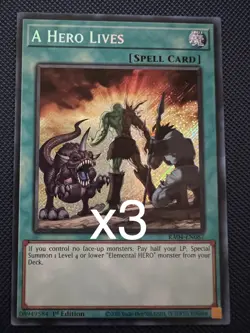 3X Yugioh A Hero Lives RA04-EN087 Secret Rare 1st Edition NM - Image 1