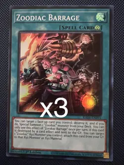 3x Yugioh Zoodiac Barrage RA04-EN091 Secret Rare 1st Edition NM - Image 1