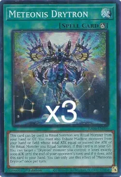 3x Yugioh Meteonis Drytron RA04-EN096 Super Rare 1st Edition NM - Image 1