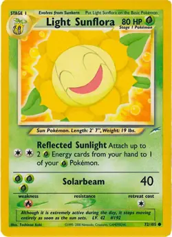 Light Sunflora 72/105 Neo Destiny Pokemon Card • Lightly Played - Image 1