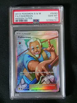 2019 PSA 10 Fisherman Full Art SV83/SV94 Hidden Fates Holo Pokemon Card GEM MINT - Image 1