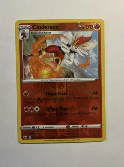 Cinderace 036/202 Sword & Shield Base Set Reverse Holo Pokemon Card NM - Image 1