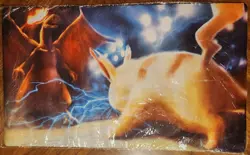 Pikachu Charizard Pokemon Playmat Play Mat desk Mouse Pad TCG CCG MTG 24 x 14 - Image 1