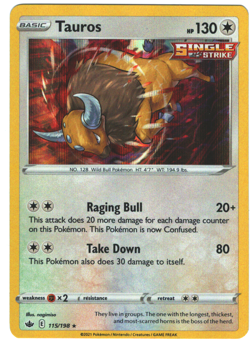 Tauros 115/198 Chilling Reign Holo Rare Pokemon Card Pokemon TCG - Image 1