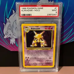 1999 Alakazam PSA 9 Base Set Rare #1 Mint Pokemon - Image 1