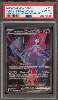 Pokemon Team Rocket's Mewtwo ex Destined Rivals SIR #231 PSA 10 Gem Mint - Image 1