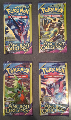 2015 POKEMON XY ANCIENT ORIGINS 3 Card Mini Booster Packs Complete Pack Art Set - Image 1