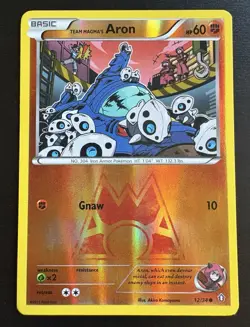 Team Magma's Aron 12/34 Double Crisis Reverse Holo Pokemon Card TCG MP - Image 1