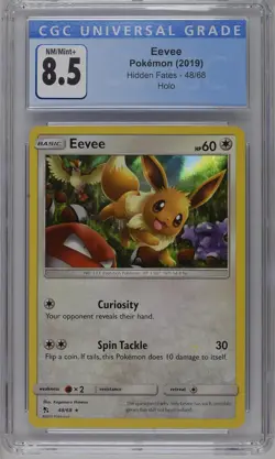 Eevee 48/68 Holo 2019 Hidden Fates CGC 8.5 Graded Pokemon Card - Image 1