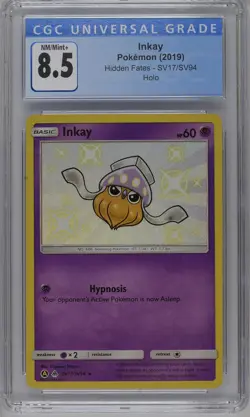 Inkay SV17/SV94 Hidden Fates CGC 8.5 Graded Pokemon Card - Image 1