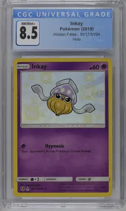 Inkay SV17/SV94 Hidden Fates CGC 8.5 Graded Pokemon Card - Image 1