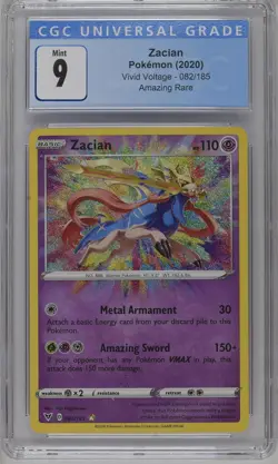 Zacian 082/185 Amazing Rare Vivid Voltage CGC 9 Graded Pokemon Card - Image 1