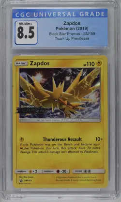 Zapdos SM159 Team Up Prerelease CGC 8.5 Graded Pokemon Card - Image 1