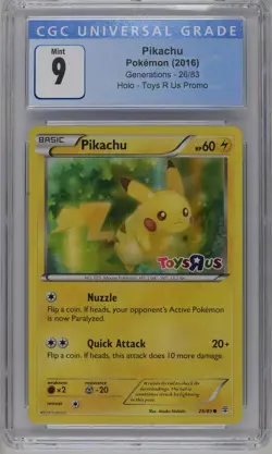 Pikachu 26/83 Toys R Us Promo 2016 Generations CGC 9 Graded Pokemon Card - Image 1
