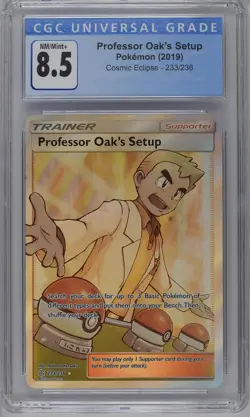 Professor Oak's Setup 233/236 Cosmic Eclipse CGC 8.5 Graded Pokemon Card - Image 1