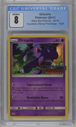 Oricorio SM19 Guardians Rising Staff Stamped Promo CGC 8 Graded Pokemon Card - Image 1