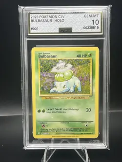 2023 POKEMON CLV BULBASAUR HOLO AGS GRADED SLAB GEM MINT 10 #001 - Image 1