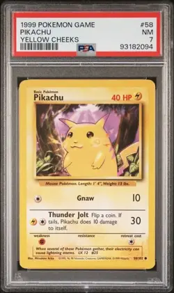 Pikachu Yellow Cheeks - Pokemon - Base - 1999 - PSA 7 - Image 1