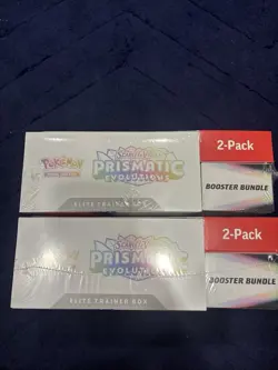 Pokemon TCG Prismatic Evolutions ETB with Booster Bundle Costco 2-Pack Sealed X2 - Image 2