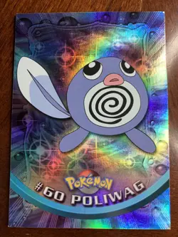 1999 Topps Pokemon TV #60 Poliwag Rainbow Foil Blue Logo C - Image 1