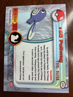 1999 Topps Pokemon TV #60 Poliwag Rainbow Foil Blue Logo C - Image 2
