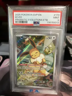 2025 Pokemon SVP Eevee #173 Prismatic Evolutions ETB PSA 9 MINT Card - Image 1