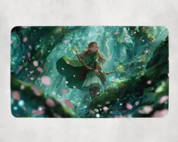 Anime Elf Ranger MTG Playmat Fantasy Forest - MTG Playmat - Image 1