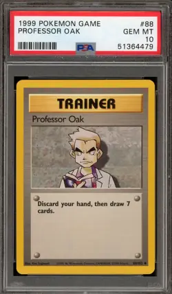 Pokemon Professor Oak Base Set Unlimited #88 PSA 10 Gem Mint - Image 1