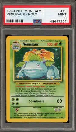 Pokemon Venusaur Base Set Unlimited Holo Rare #15 PSA 9 Mint - Image 1