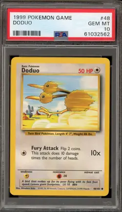 Pokemon Doduo Base Set Unlimited #48 PSA 10 Gem Mint - Image 1